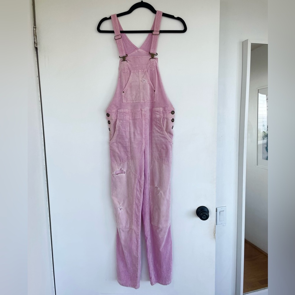 Anthropologie Pink Pilcro corduroy overalls